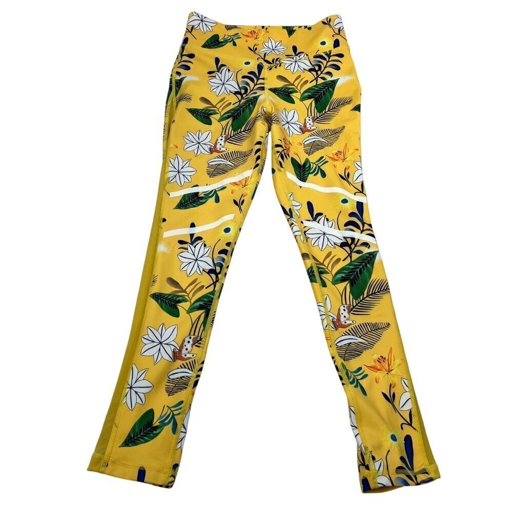 Zyia Active Womens Floral Cropped Leggings Yellow/Multi Size 4